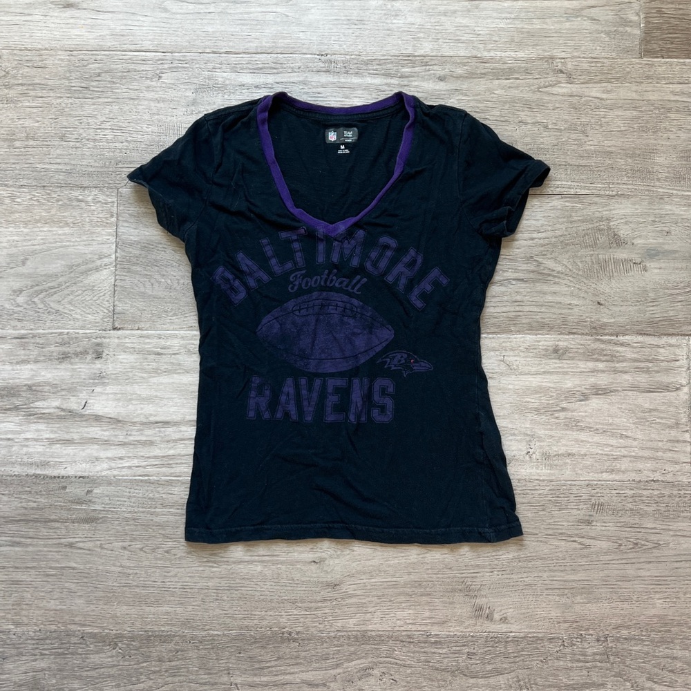 NFL Black and Purple Baltimore Ravens V-Neck Tee